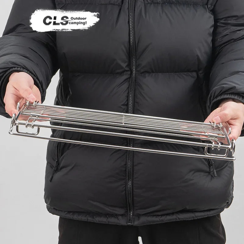 Hanging Camping Table Storage Rack | Stainless Steel Side Extension Basket