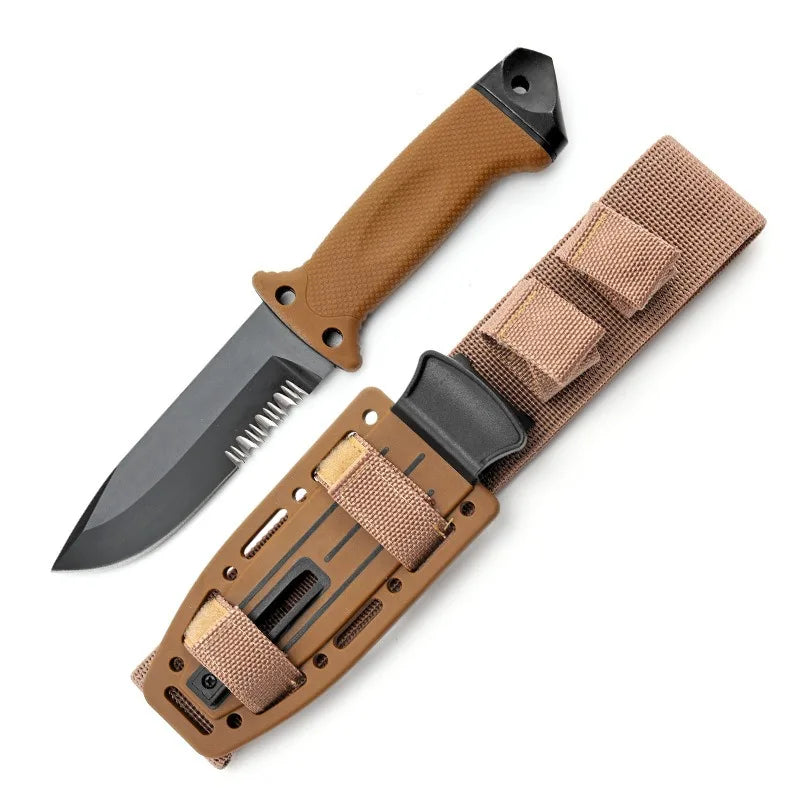 Stainless Steel Fixed-Blade Knife | One-Piece Design with Protective Sheath