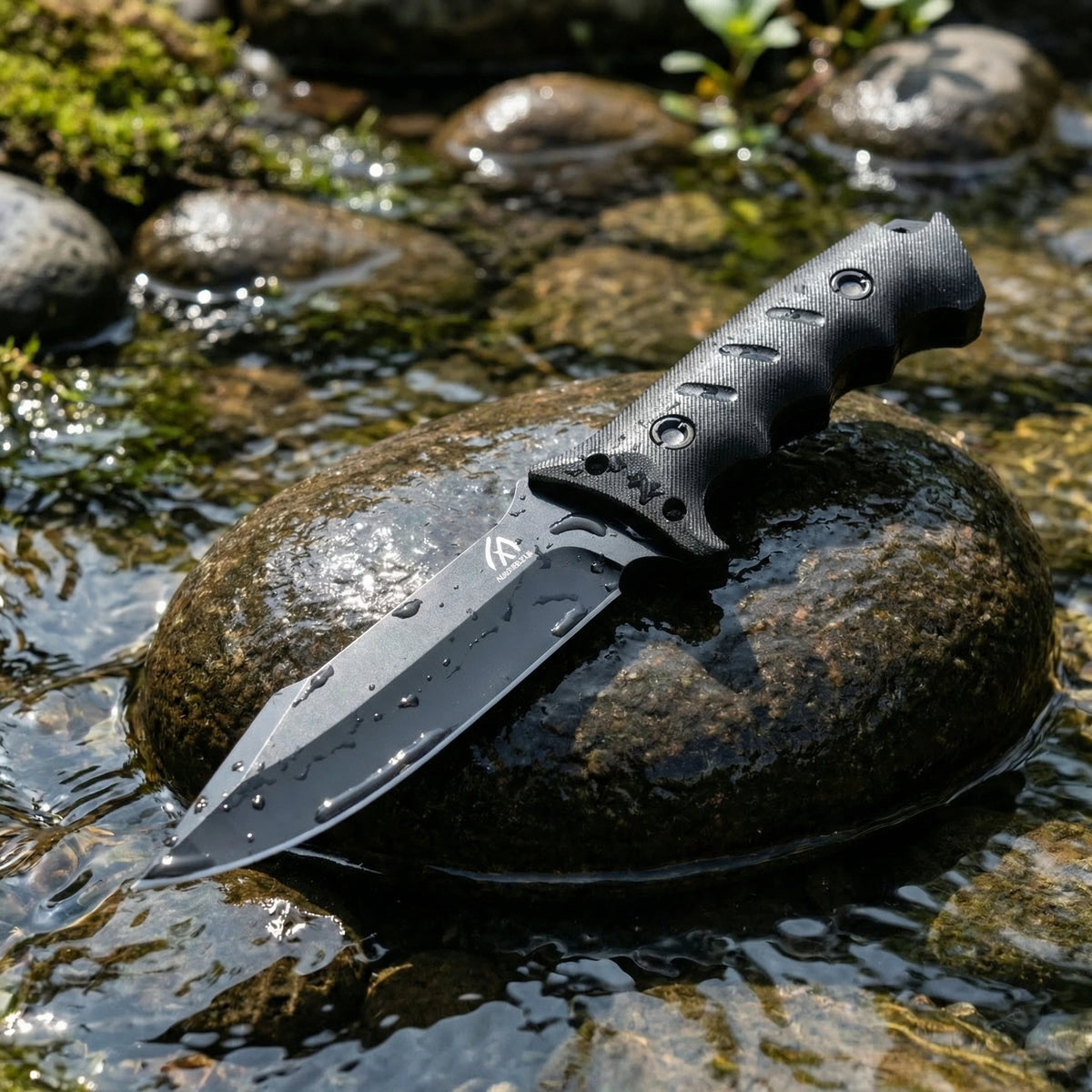 Stainless Steel Fixed-Blade Knife | Integrated Skeleton Handle with Sheath