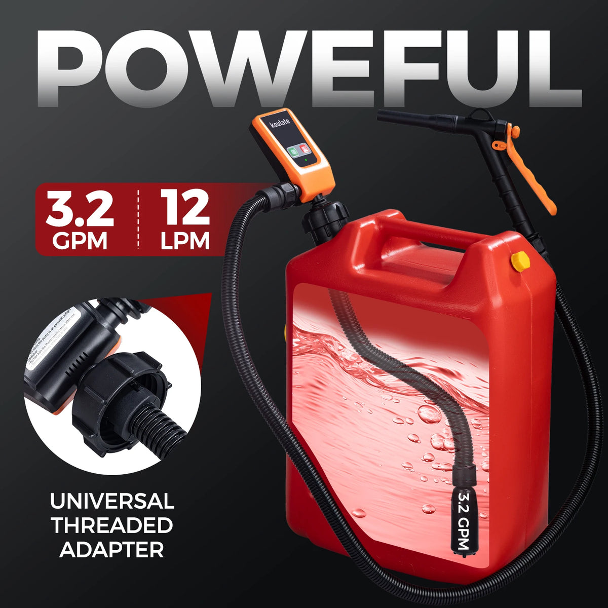Portable Electric Fuel Transfer Pump | 12V/Battery Powered 3.2 GPM Pump