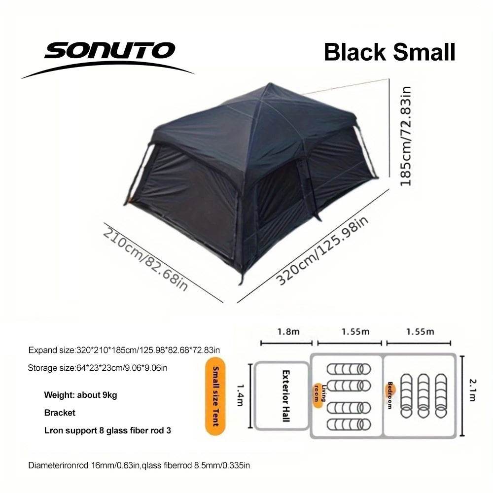 Two-Bedroom Family Camping Tent with Living Area | Large Multi-Room Outdoor Tent