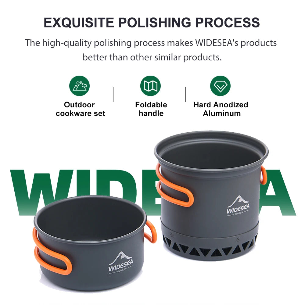 Widesea Hard-Anodised Camping Cookware Set | Lightweight Heat-Exchange Pots