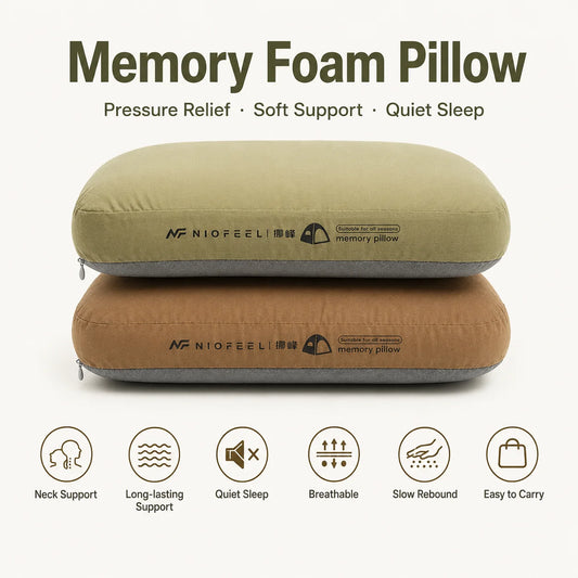 Memory Foam Camping Pillow | Compact Travel & Neck Support Pillow