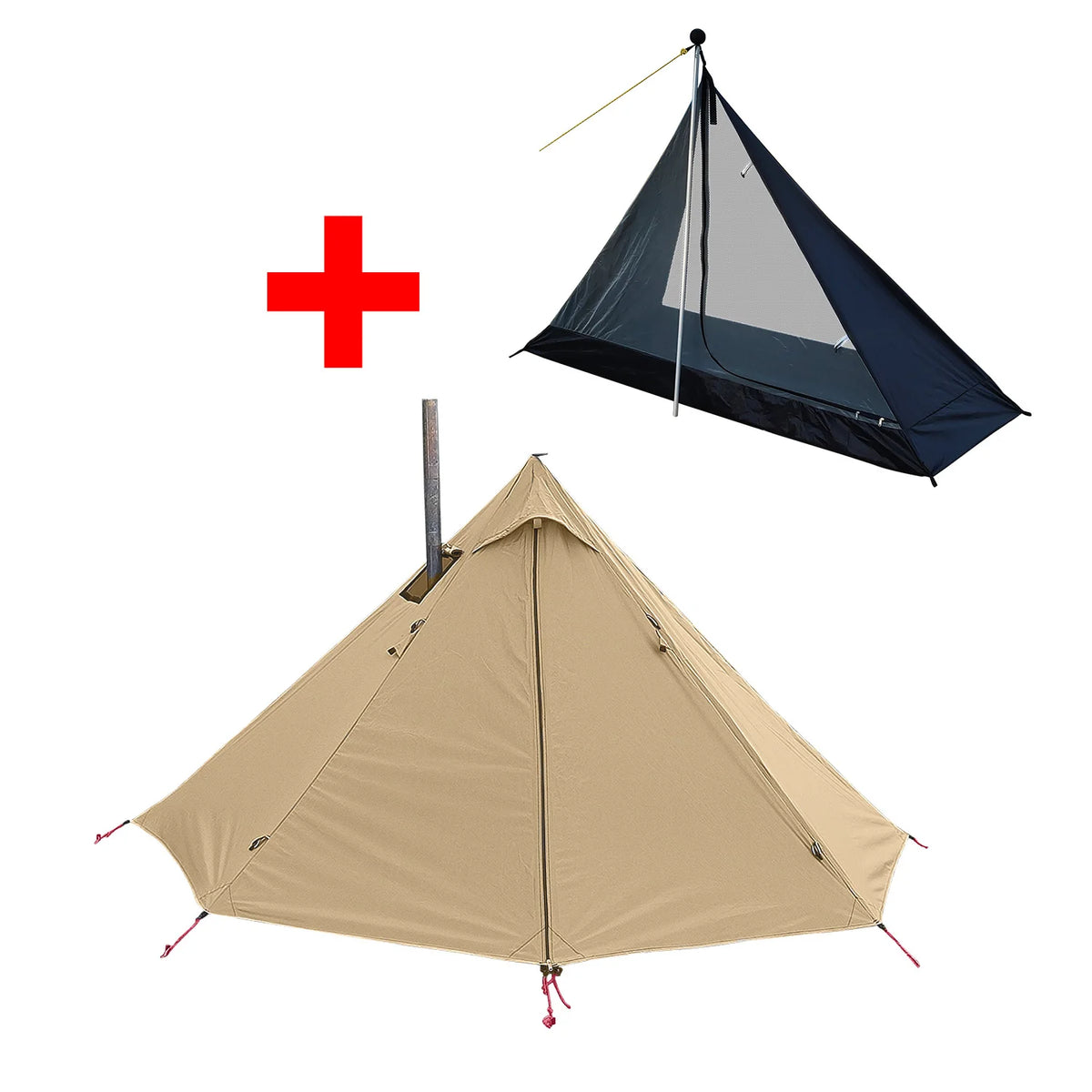 1 Person Pyramid Hot Tent with Stove Jack | Ultralight Camping & Bushcraft Shelter