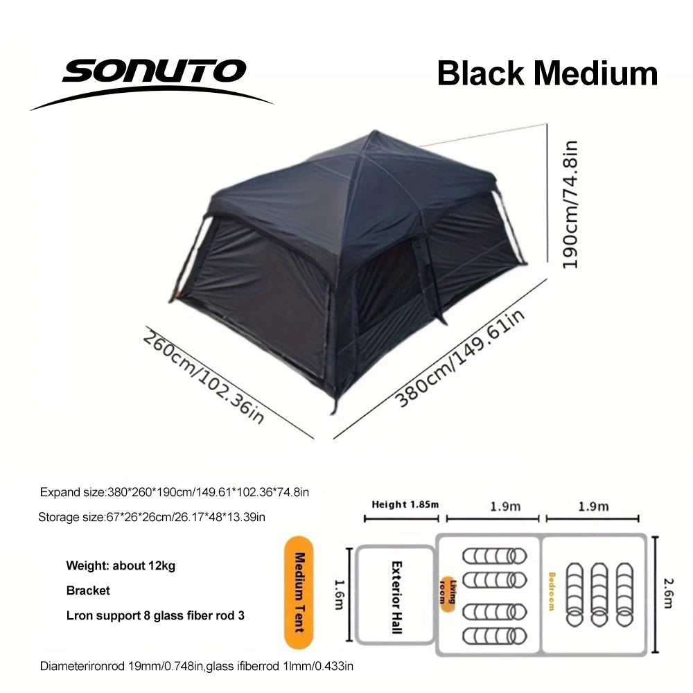 Two-Bedroom Family Camping Tent with Living Area | Large Multi-Room Outdoor Tent