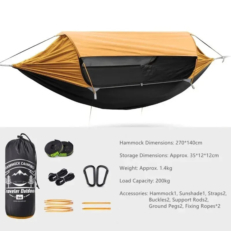 3-in-1 Camping Hammock with Mosquito Net & Sunshade | Portable Hammock Tent