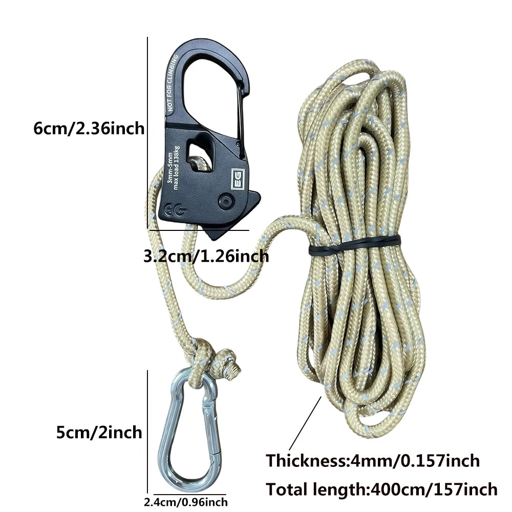 2-Pack Reflective Tent Guy Ropes | 4m Quick-Release Rope Adjusters