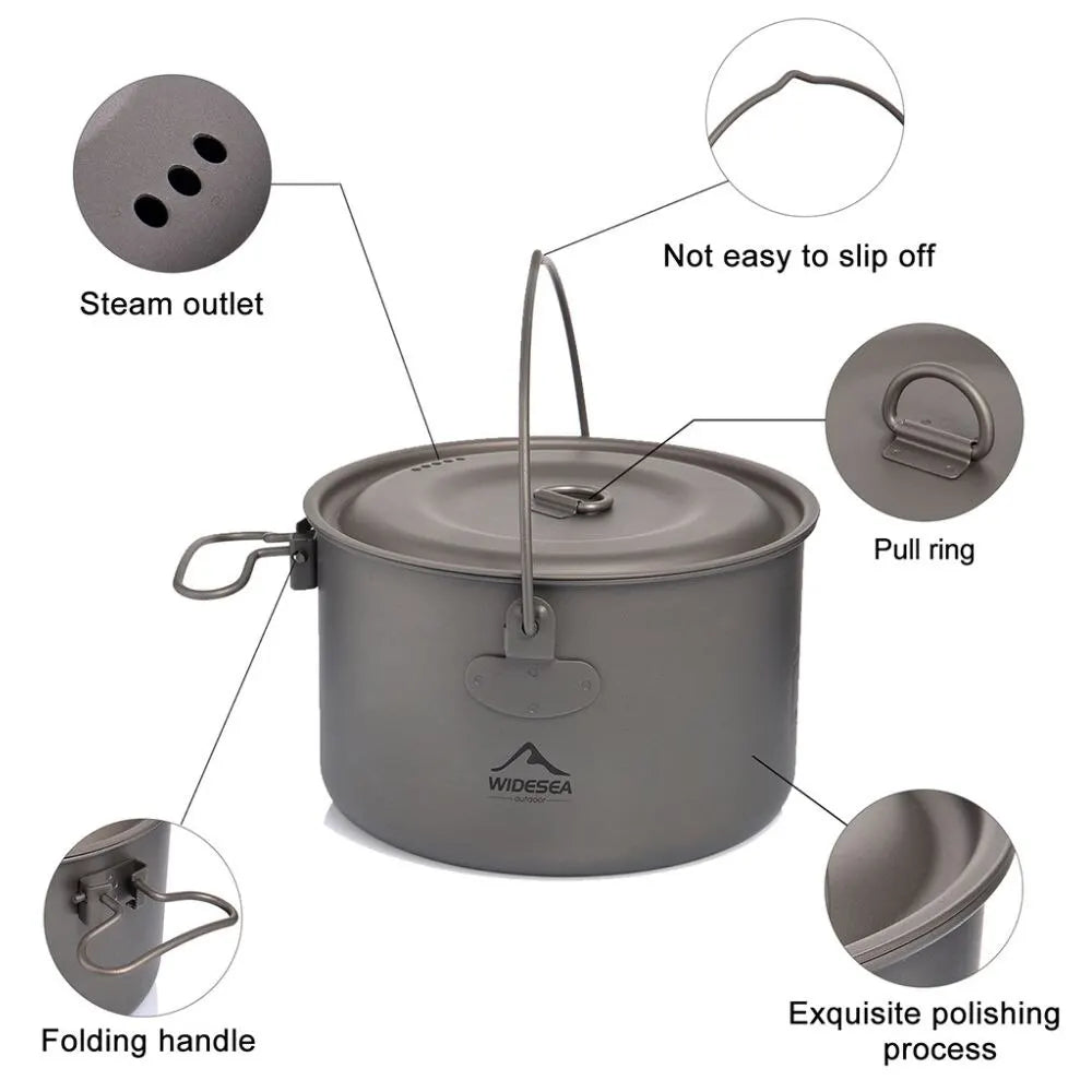 Widesea WSTC-109 Titanium Camping Cookware Set | 1300ml
