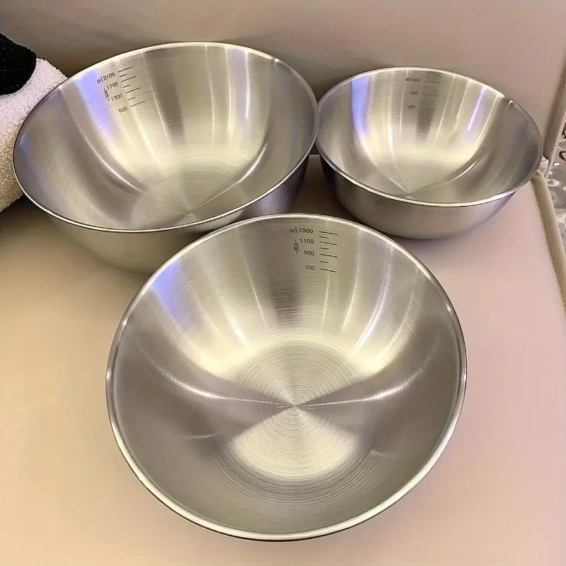 3-Piece Stainless Steel Mixing Bowl Set | Measuring & Food Prep Bowls