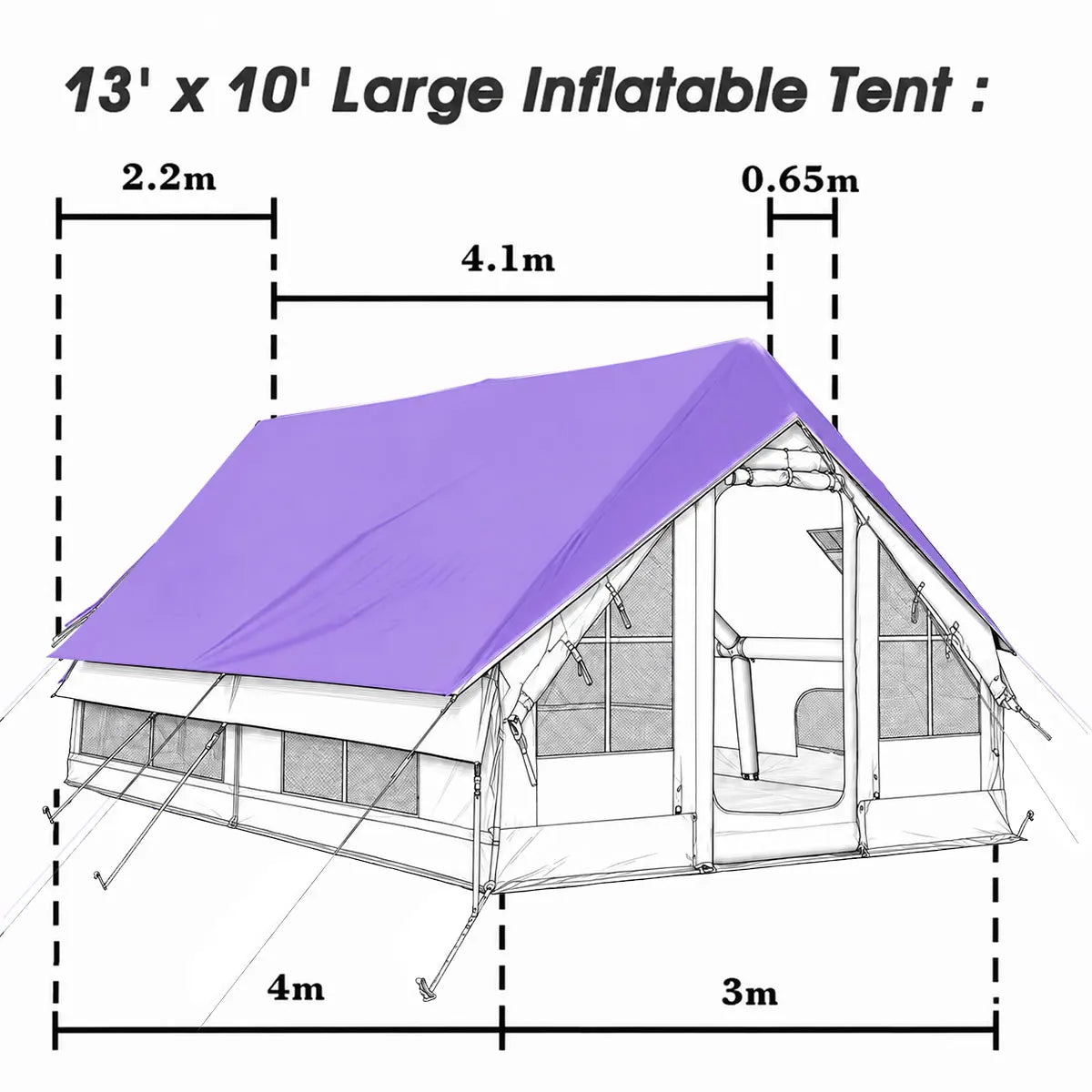 10ft x 13ft Waterproof Camping Tarp | Reflective Oxford Rainfly & Sun Shelter