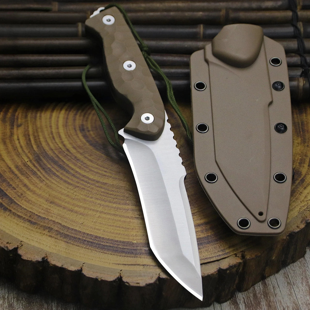 440C Steel Fixed-Blade Knife | Full Tang Fibre Handle