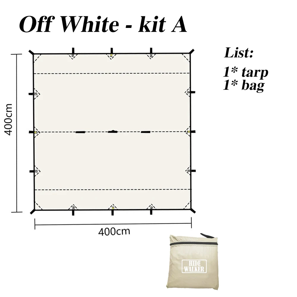 4m x 4m Waterproof Camping Tarp | 19-Point Blackout Bushcraft Shelter