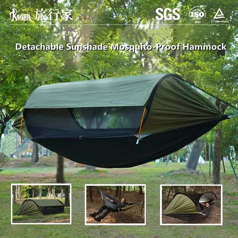 3-in-1 Camping Hammock with Mosquito Net & Sunshade | Portable Hammock Tent