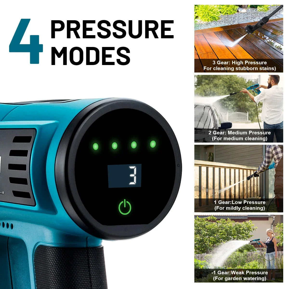 Gisam Brushless Cordless Pressure Washer | Makita-Compatible 18V Portable Water Cleaner