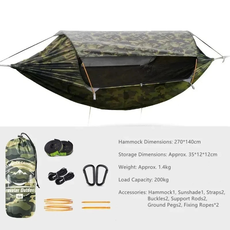 3-in-1 Camping Hammock with Mosquito Net & Sunshade | Portable Hammock Tent
