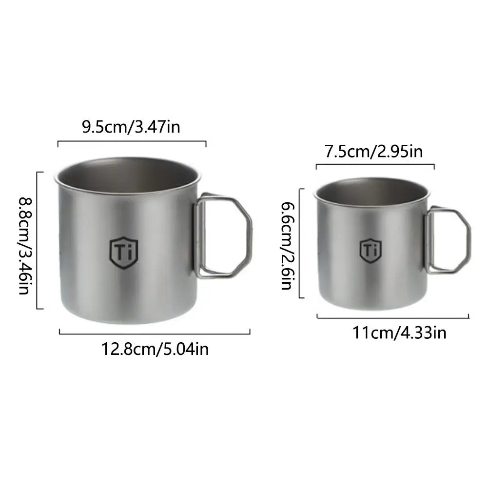 Titanium-Coated Camping Mug | Lightweight Cup with Folding Handles