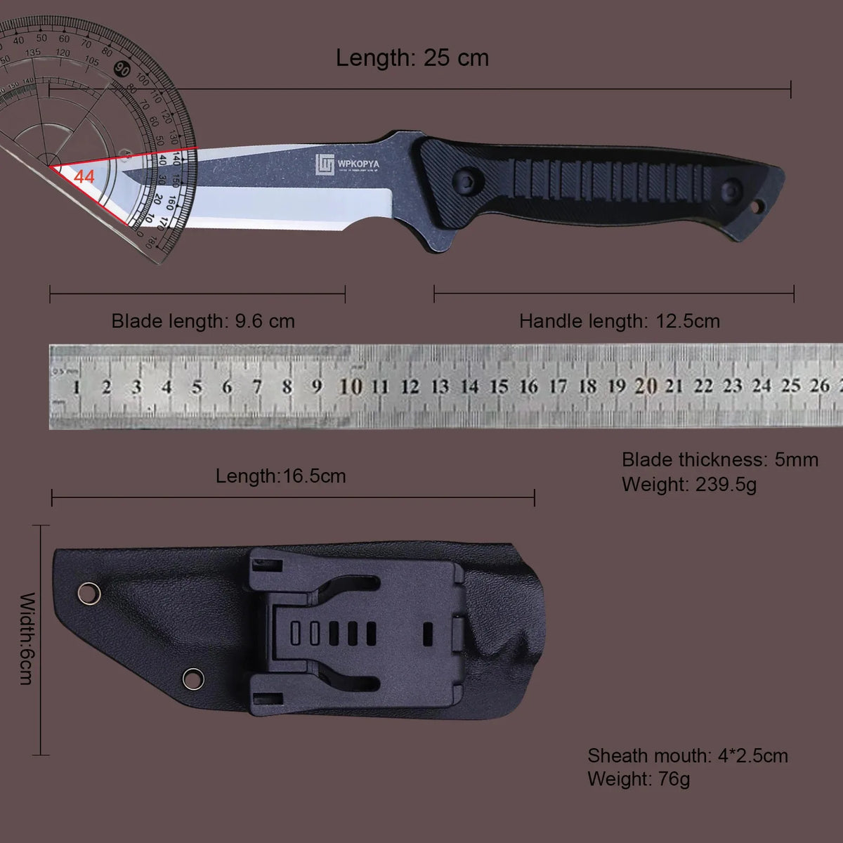 WPKOPYA WZD-009 440C Fixed Blade Knife | Full Tang | Sheath Included