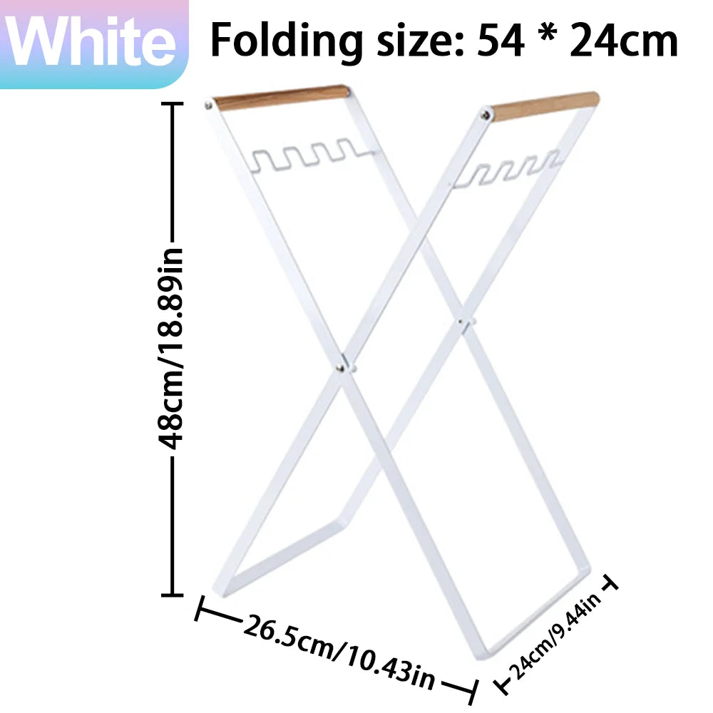 Folding Camping Garbage Bag Holder | Iron Frame with Wooden Handle