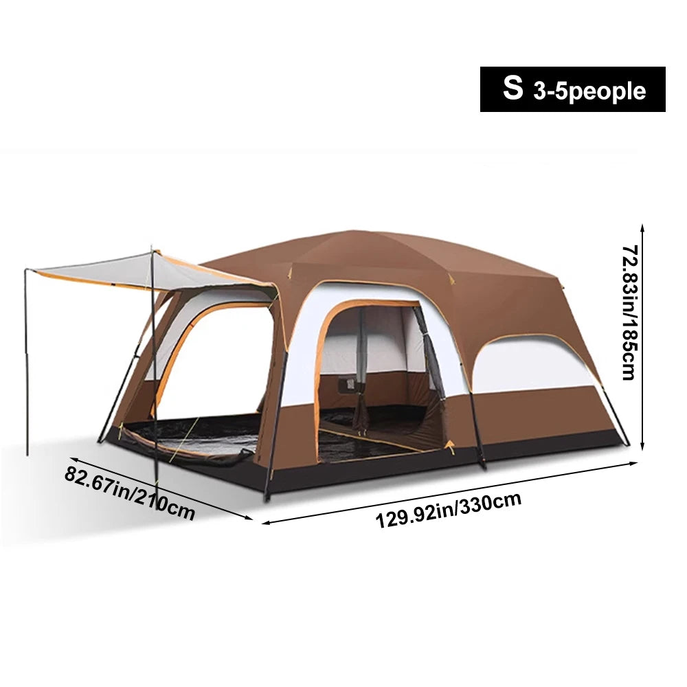 Two-Bedroom Family Camping Tent with Living Area | Large Multi-Room Outdoor Tent