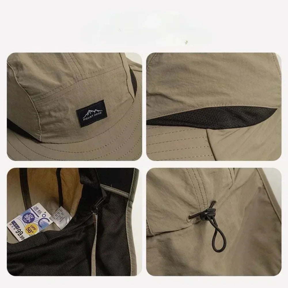 Wide Brim Quick-Dry Sun Hat with Neck Flap | Breathable Outdoor Hat