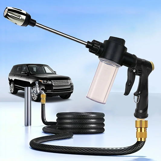 High-Pressure Garden Hose Spray Gun | Long-Reach Car Wash & Foam Nozzle