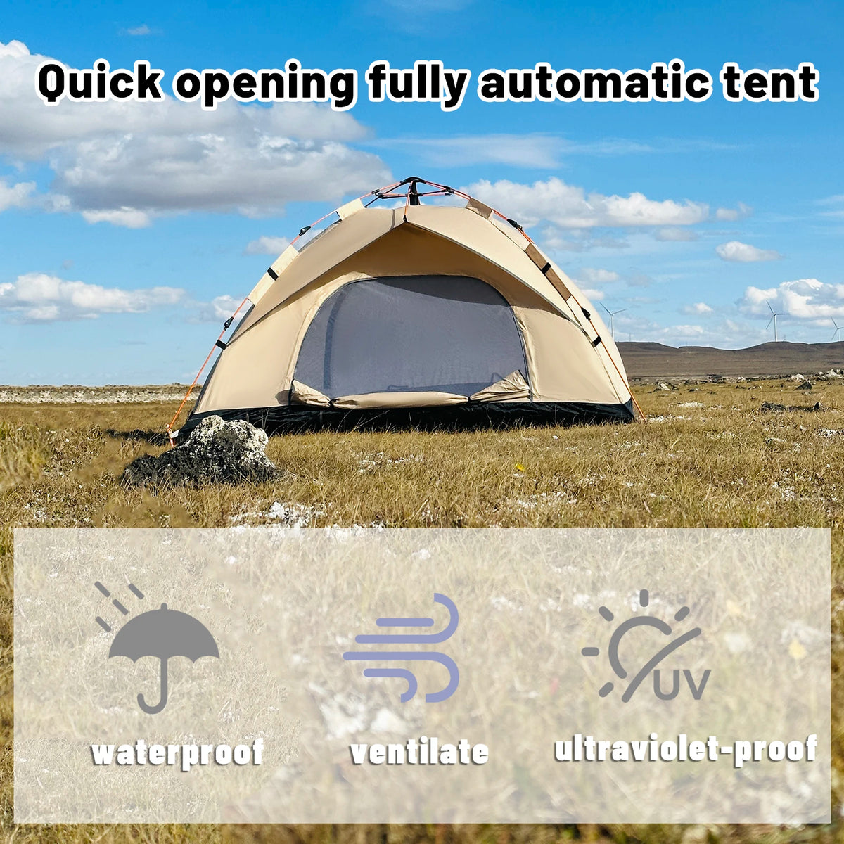 3–4 Person Automatic Camping Tent | Quick-Open Waterproof Family Shelter