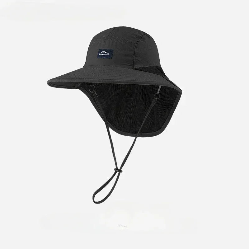 Wide Brim Quick-Dry Sun Hat with Neck Flap | Breathable Outdoor Hat