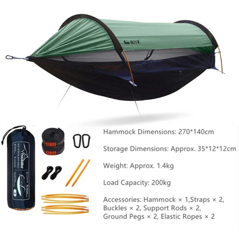 3-in-1 Camping Hammock with Mosquito Net & Sunshade | Portable Hammock Tent