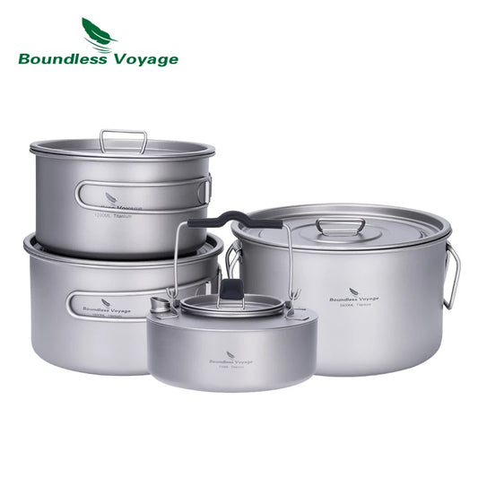 Titanium Camping Cookware Set | Lightweight Nesting Pots & Kettle