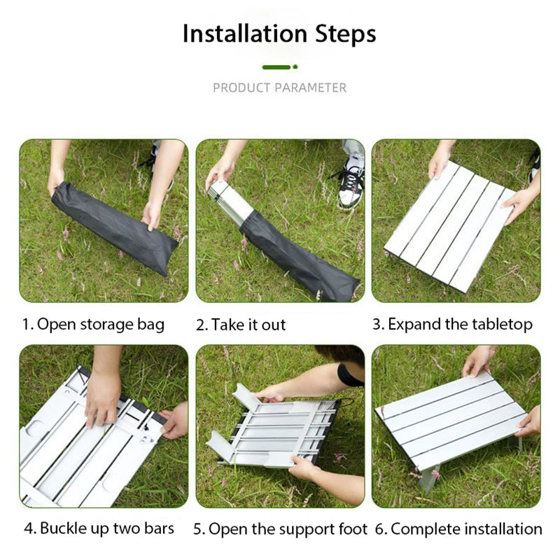 Ultralight Folding Aluminium Camping Table | Compact Roll-Up Outdoor Table